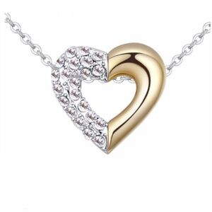 Dual pave heart pendant with Crystals